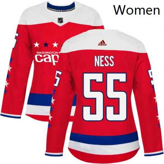 Womens Adidas Washington Capitals 55 Aaron Ness Premier Red Alternate NHL Jersey